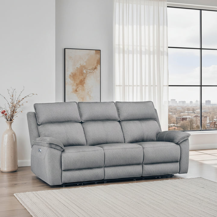 Blaine 3 Seater Electric Recliner Greige