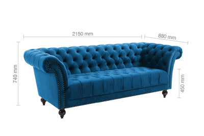 CHESTER 3 SEATER SOFA MIDNIGHT BLUE