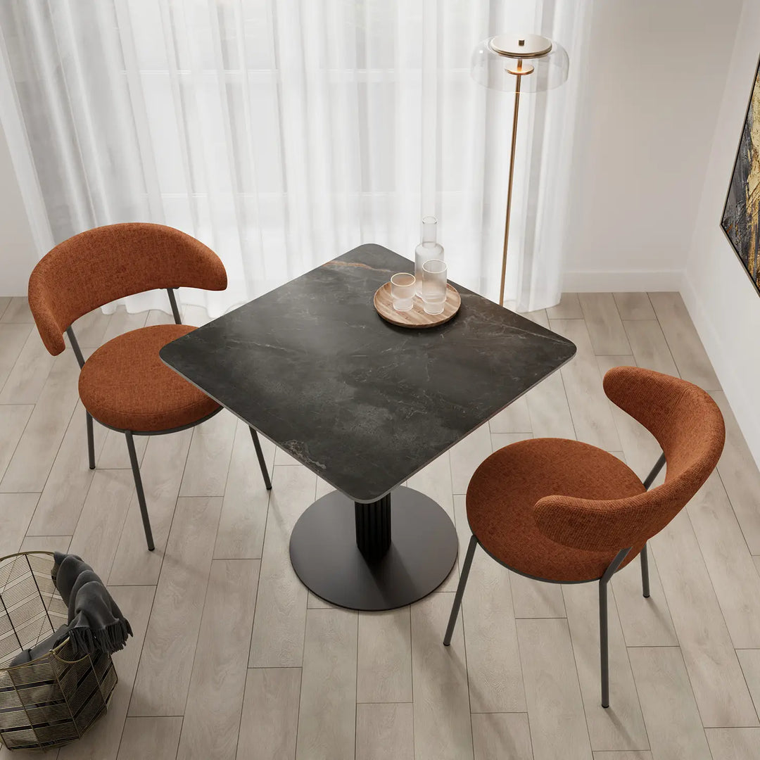The Sterling 80cm Square Gloss Ceramic Dining Table with 2 Dining Chairs