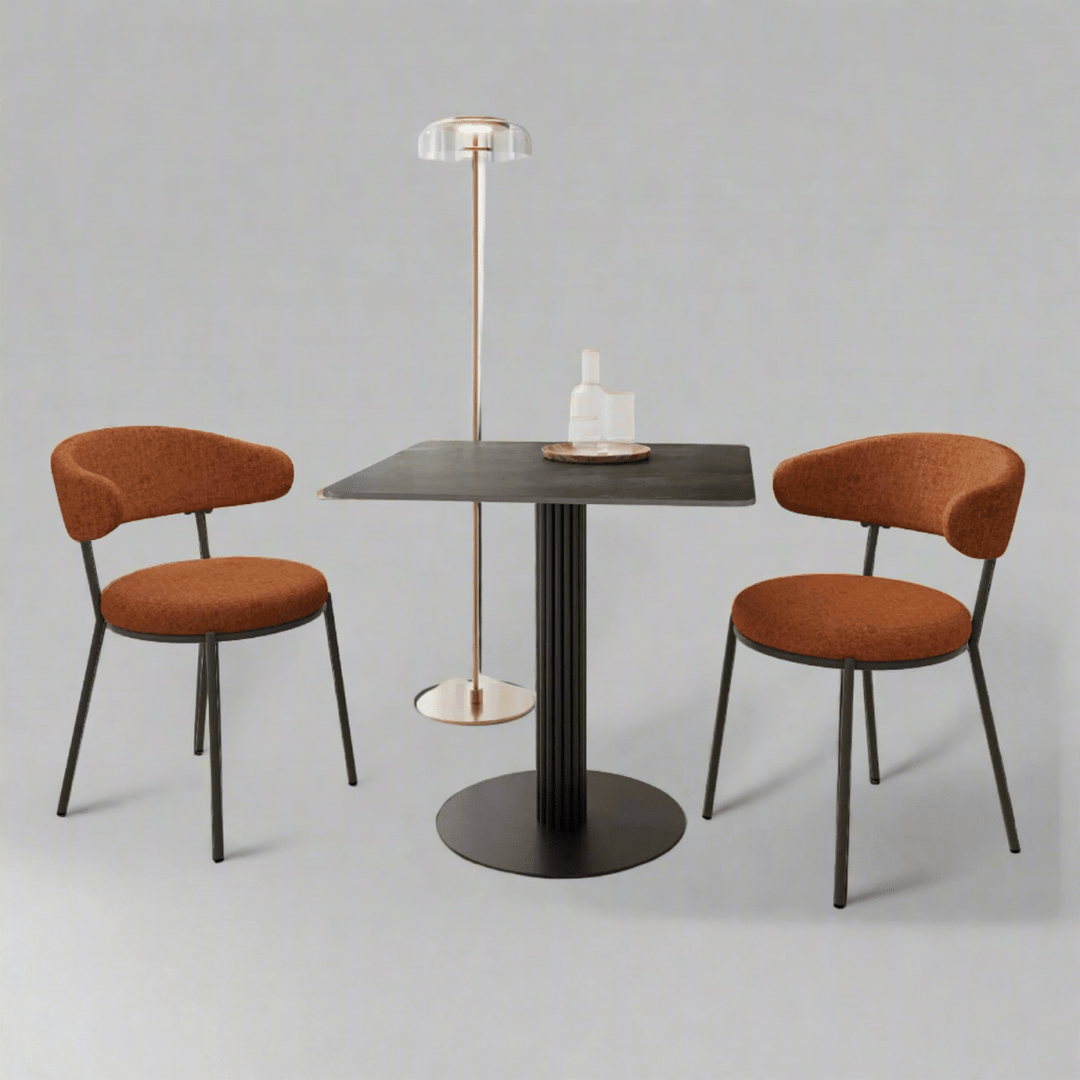 The Sterling 80cm Square Gloss Ceramic Dining Table with 2 Dining Chairs