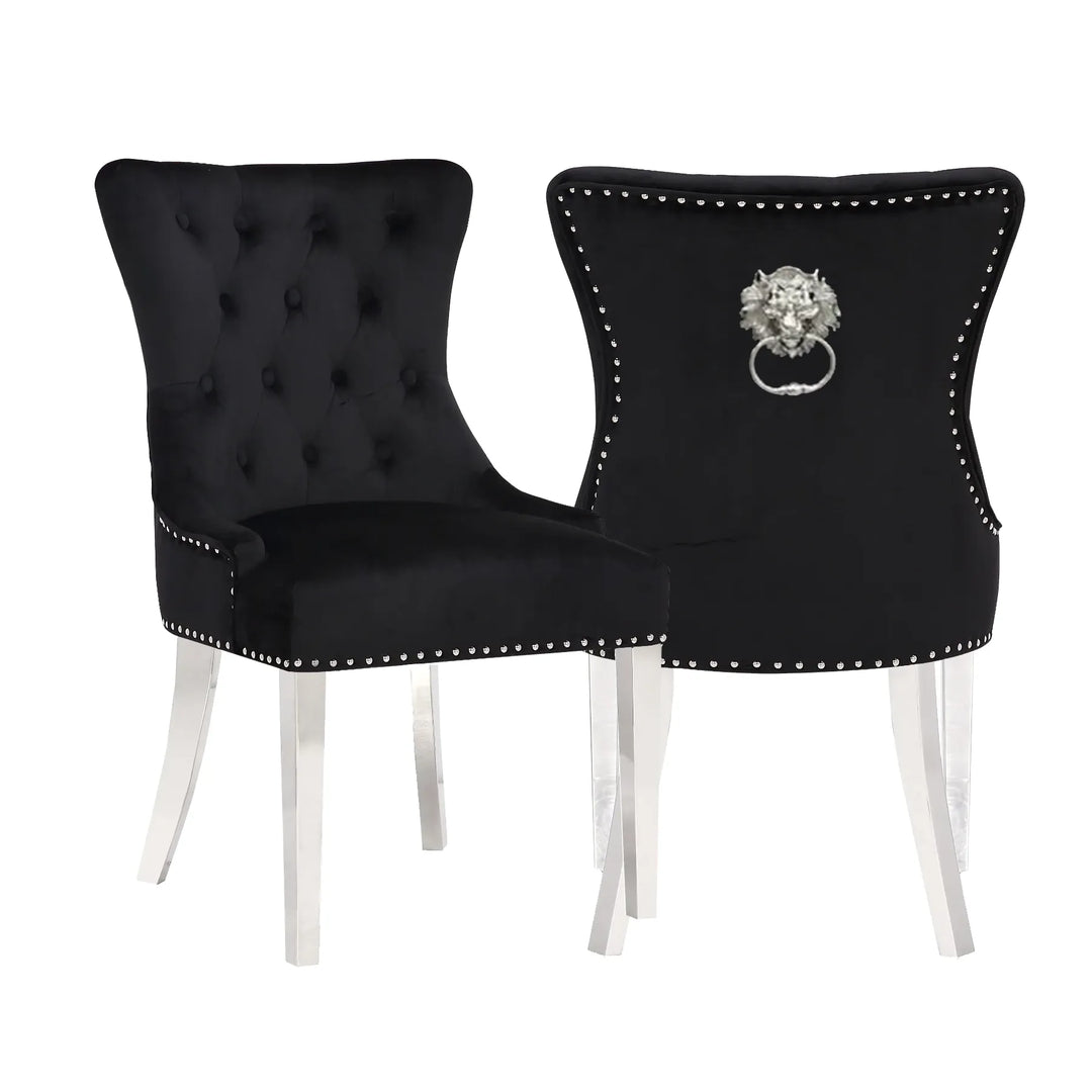 Bentley Black Marble Dining Table with Velvet Chairs