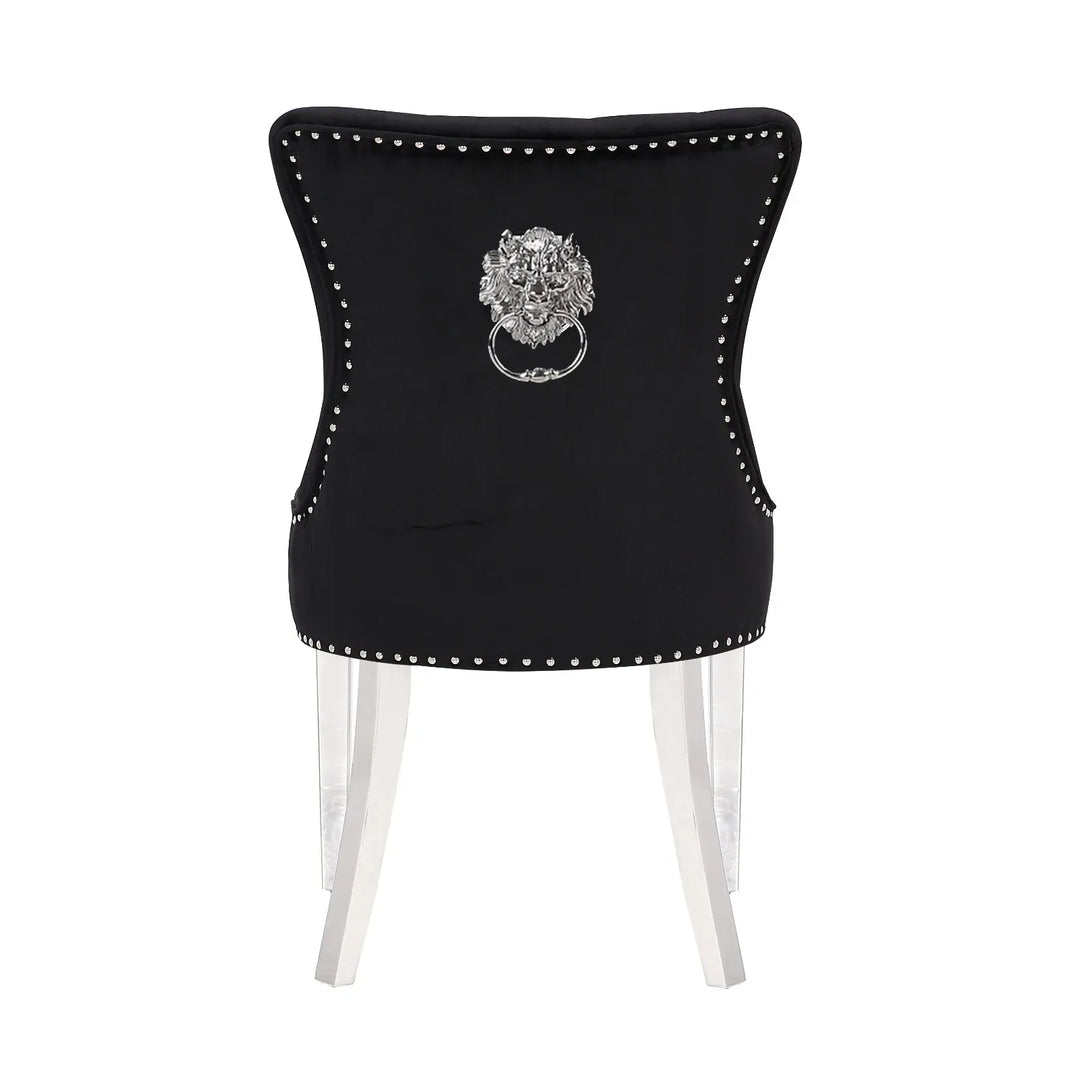 Bentley Black Marble Dining Table with Velvet Chairs