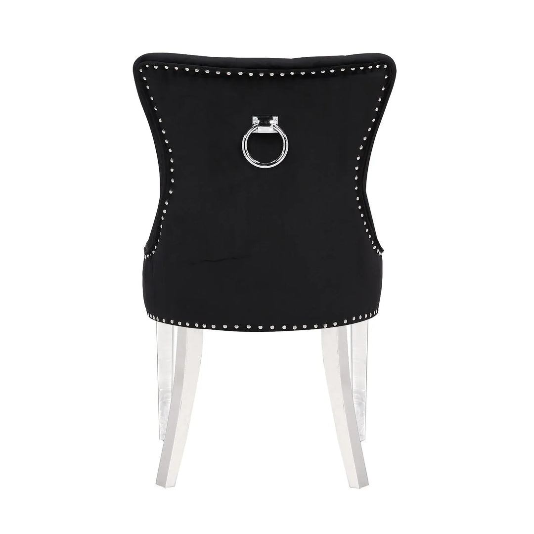 Bentley Black Marble Dining Table with Velvet Chairs
