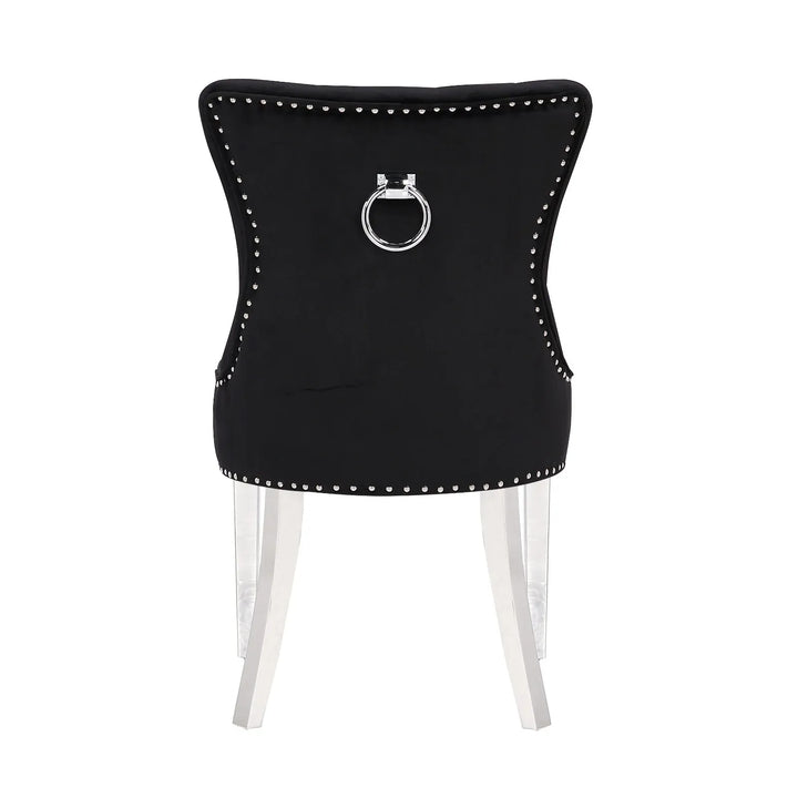 Bentley Black Marble Dining Table with Velvet Chairs