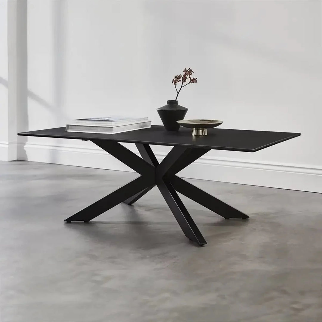 Sleek Black Cocktail Table with Powder-Coated Metal Legs