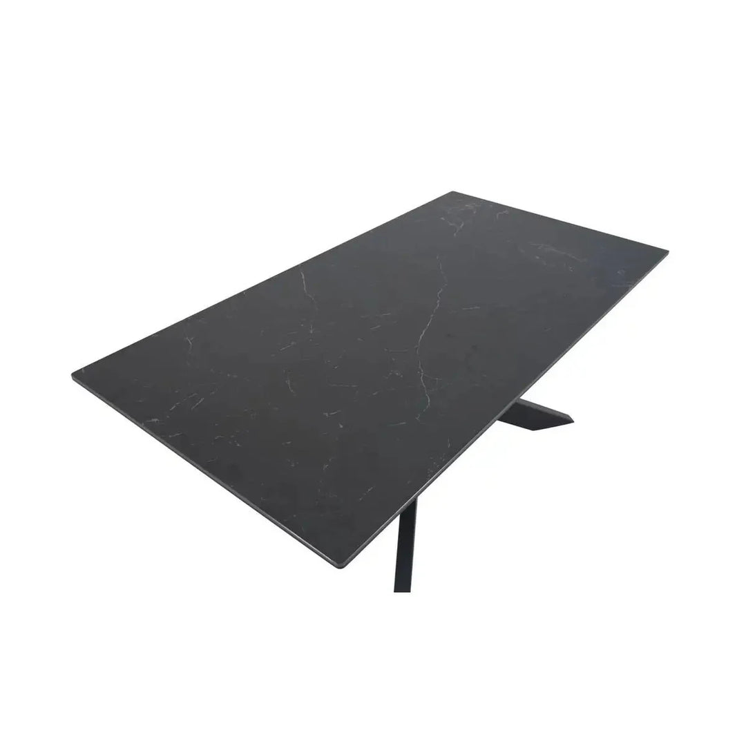 Sleek Black Cocktail Table with Powder-Coated Metal Legs