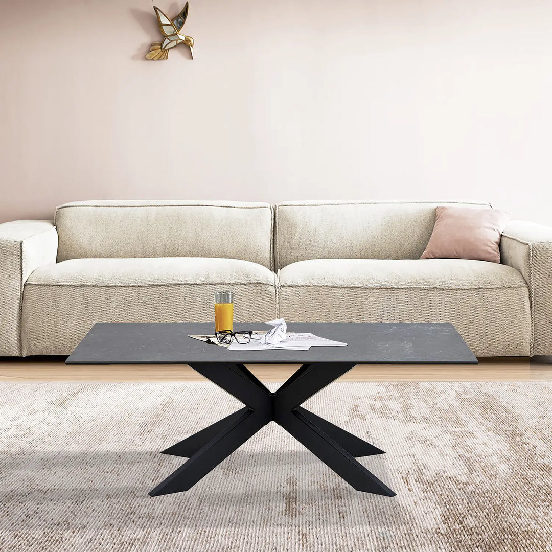 Sleek Black Cocktail Table with Powder-Coated Metal Legs