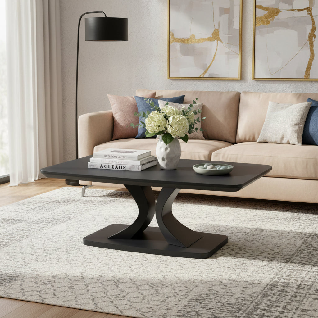 Modern Charcoal Coffee Table with Sleek Finish