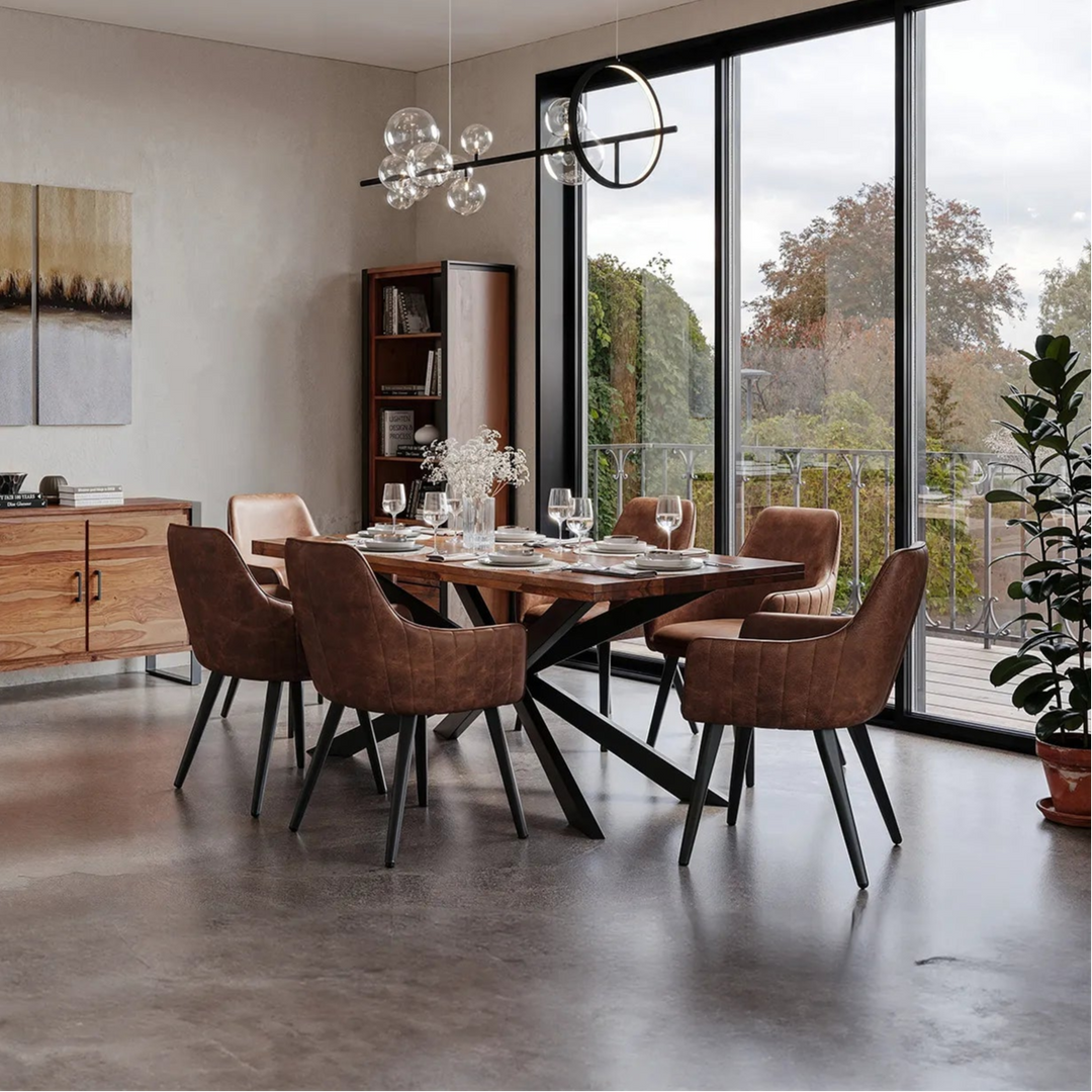 Hoxton Large Sheesham Wood Dining Table with Toronto Dining Chairs