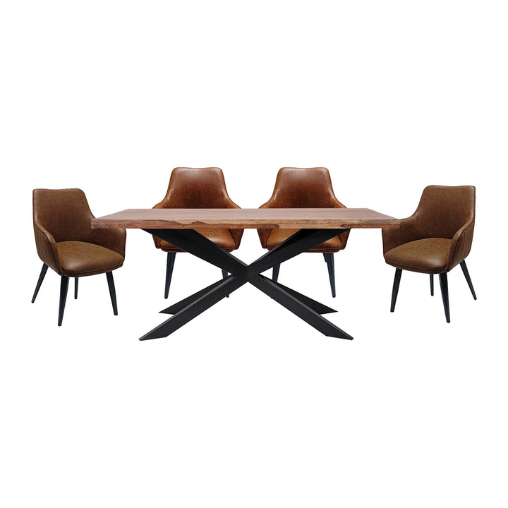 Hoxton Large Sheesham Wood Dining Table with Toronto Dining Chairs