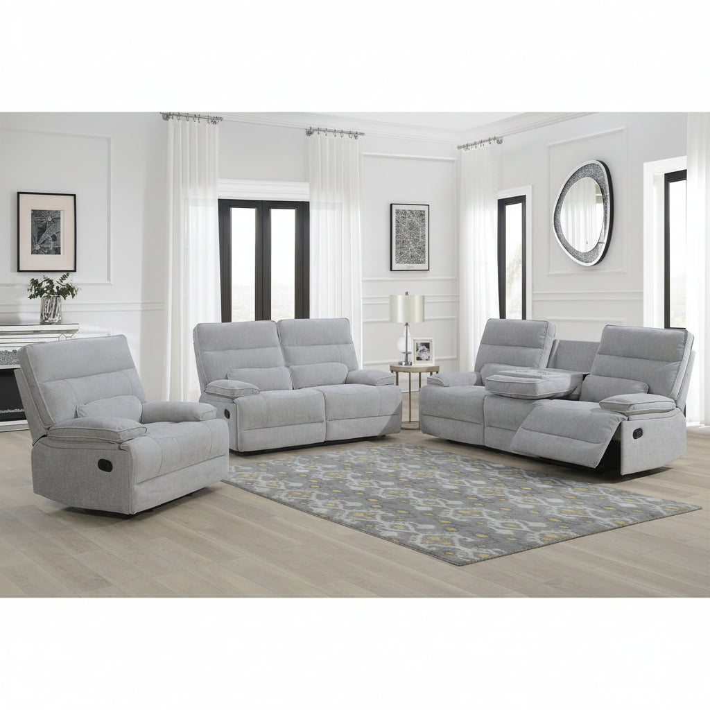 Eloise 3 Seater Manual Recliner Grey