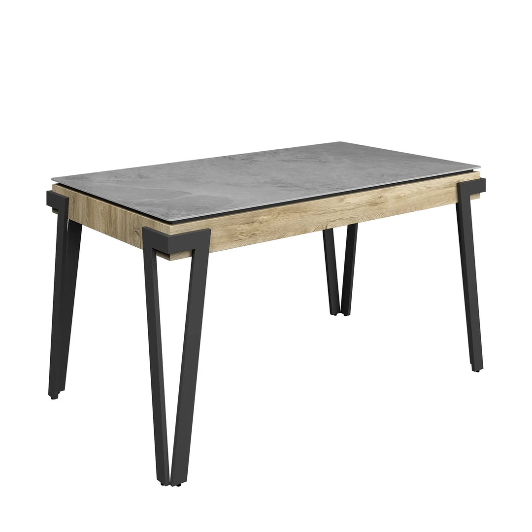 Contemporary 140cm Ceramic Dining Table with Grey Finish