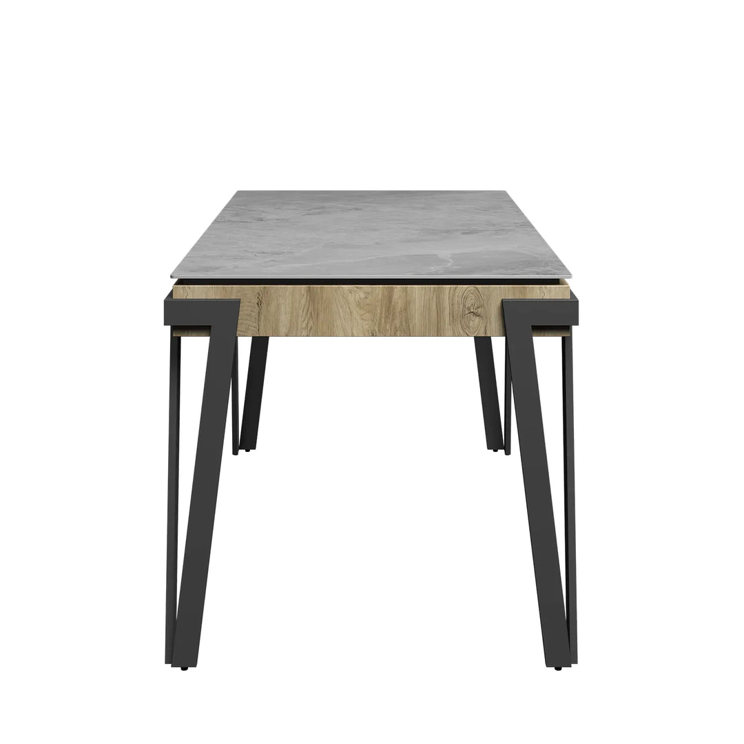 Contemporary 140cm Ceramic Dining Table with Grey Finish