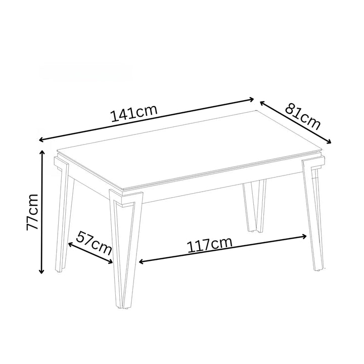 Contemporary 140cm Ceramic Dining Table with Grey Finish