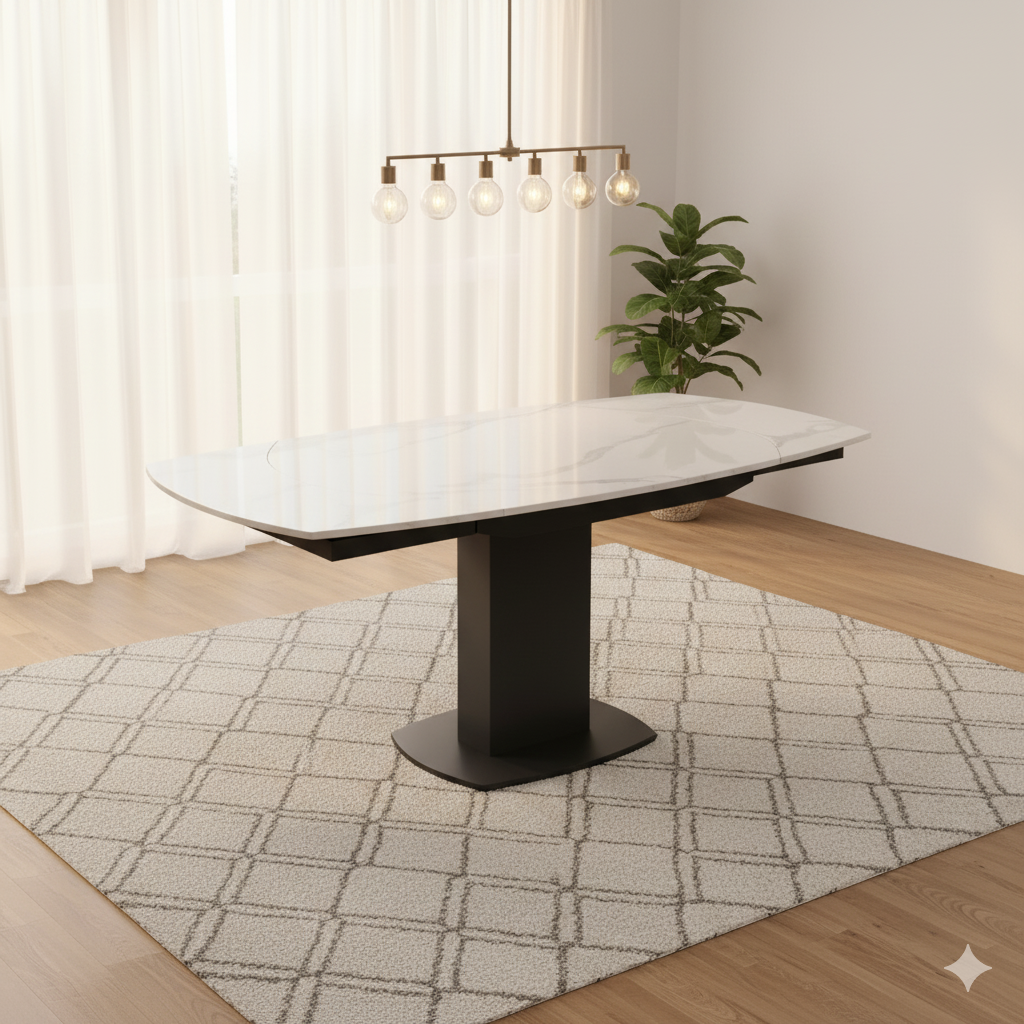 Modern Extendable White Ceramic Dining Table – Gloss Finish