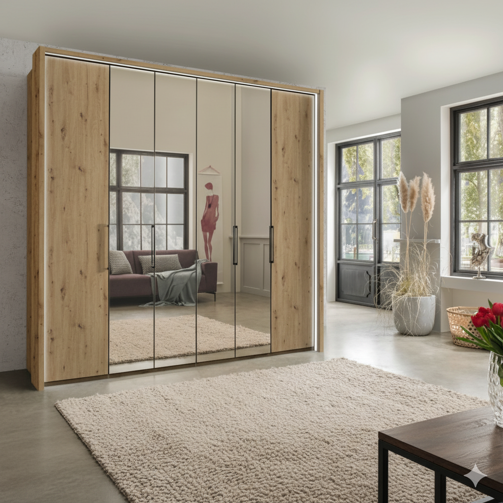 Wiemann Monaco 1000 Wardrobe With 6 Hinged & Mirror Doors