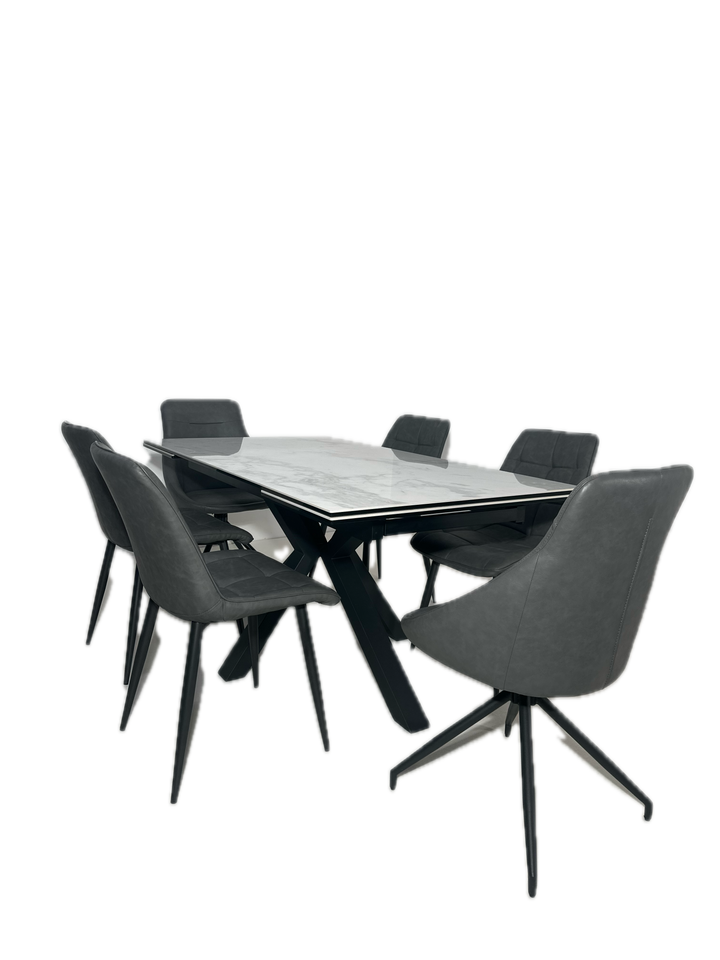 Marco Grey Ceramic Ext Small Table with Tesan Chairs