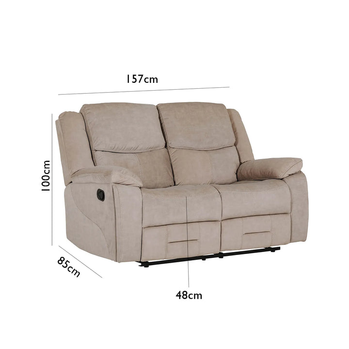 Klayton 2 Seater Manual Recliner Sofa in Khaki