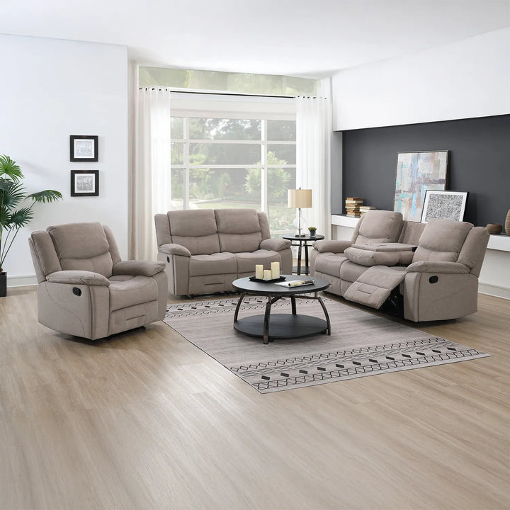Klayton 3 Seater Manual Recliner Sofa in Khaki
