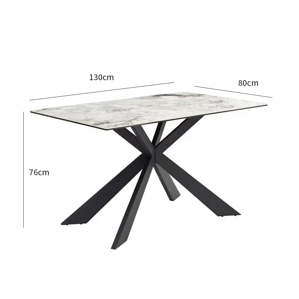 Cosmic Grey Marble Dining Set with Boucle Chairs