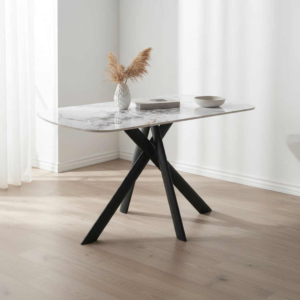 Lazzaro 140cm White Marble Ceramic Dining Table