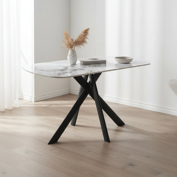 Lazzaro 140cm White Marble Ceramic Dining Table