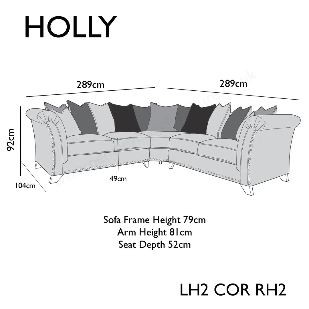 Vesper Fabric Pillow Back Corner Sofa With Studs - 1C1