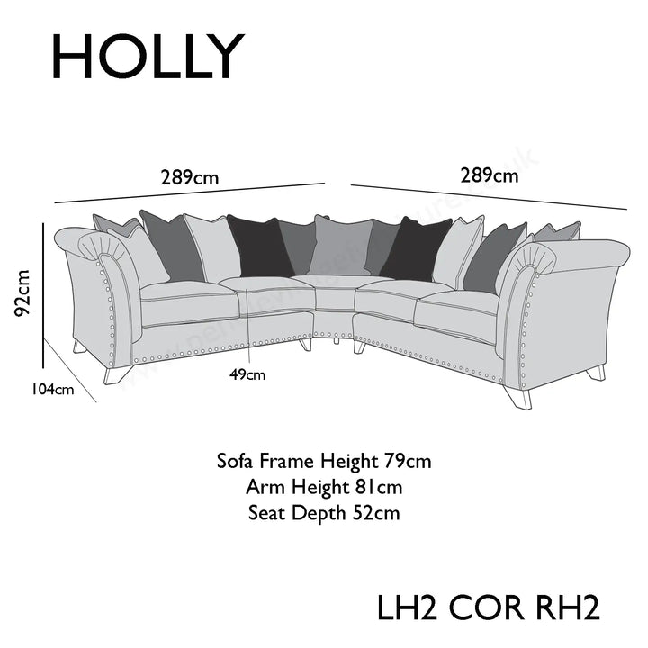 Vesper Fabric Pillow Back Corner Sofa With Studs - 1C1