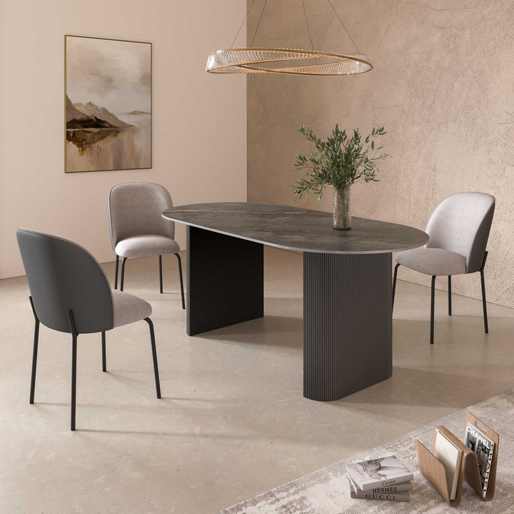 Austin Oval Gloss Ceramic Dining Table Set