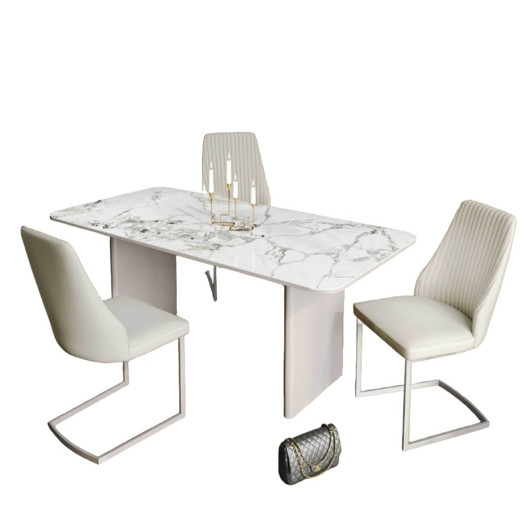 The Monument Ceramic Table and Graphite Swivel 6 Chairs