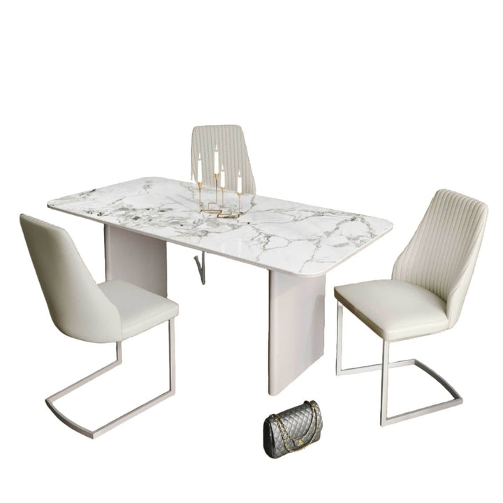 The Monument Ceramic Table and Graphite Swivel 6 Chairs
