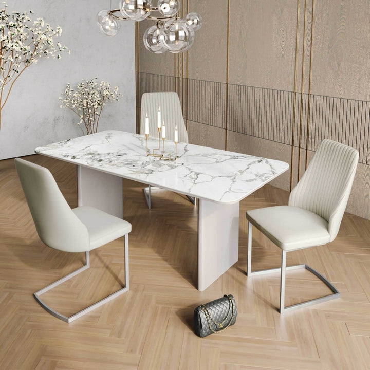 The Monument Ceramic Table and Graphite Swivel 6 Chairs