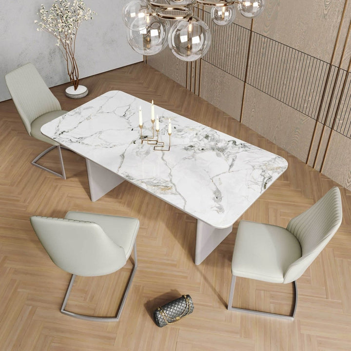The Monument Ceramic Table and Graphite Swivel 6 Chairs