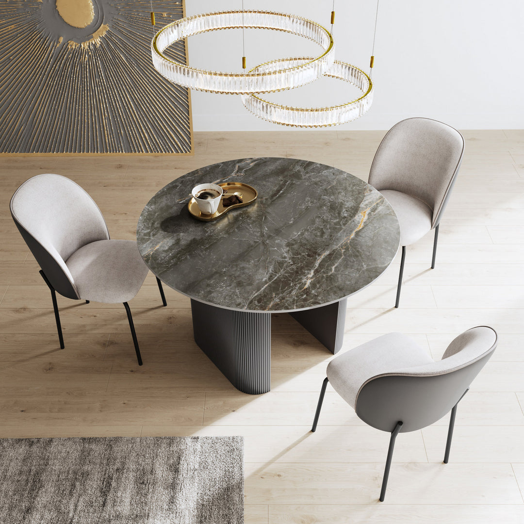 Austin Round Gloss Ceramic Dining Table Set