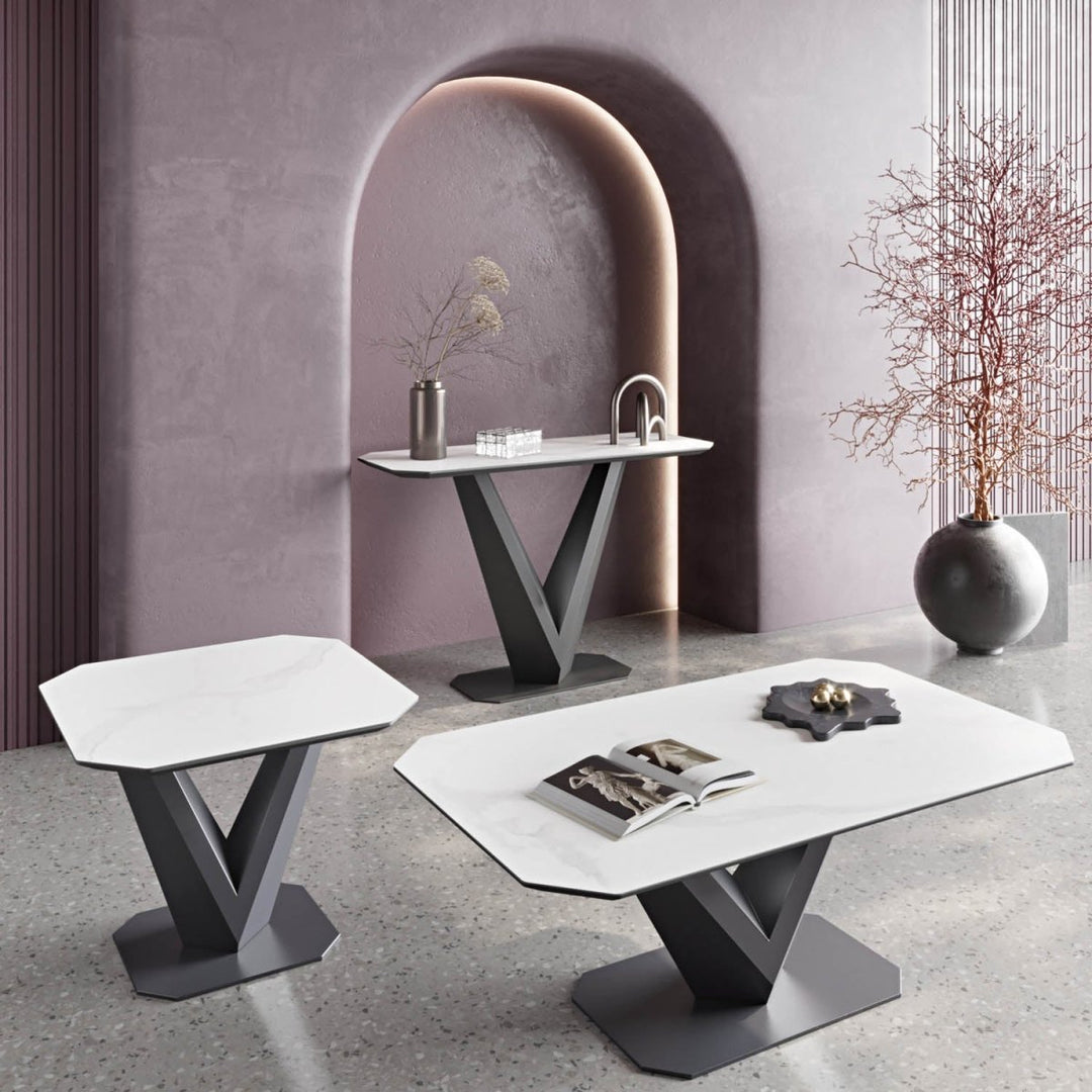 Luxury Matte Ceramic Top Coffee Table