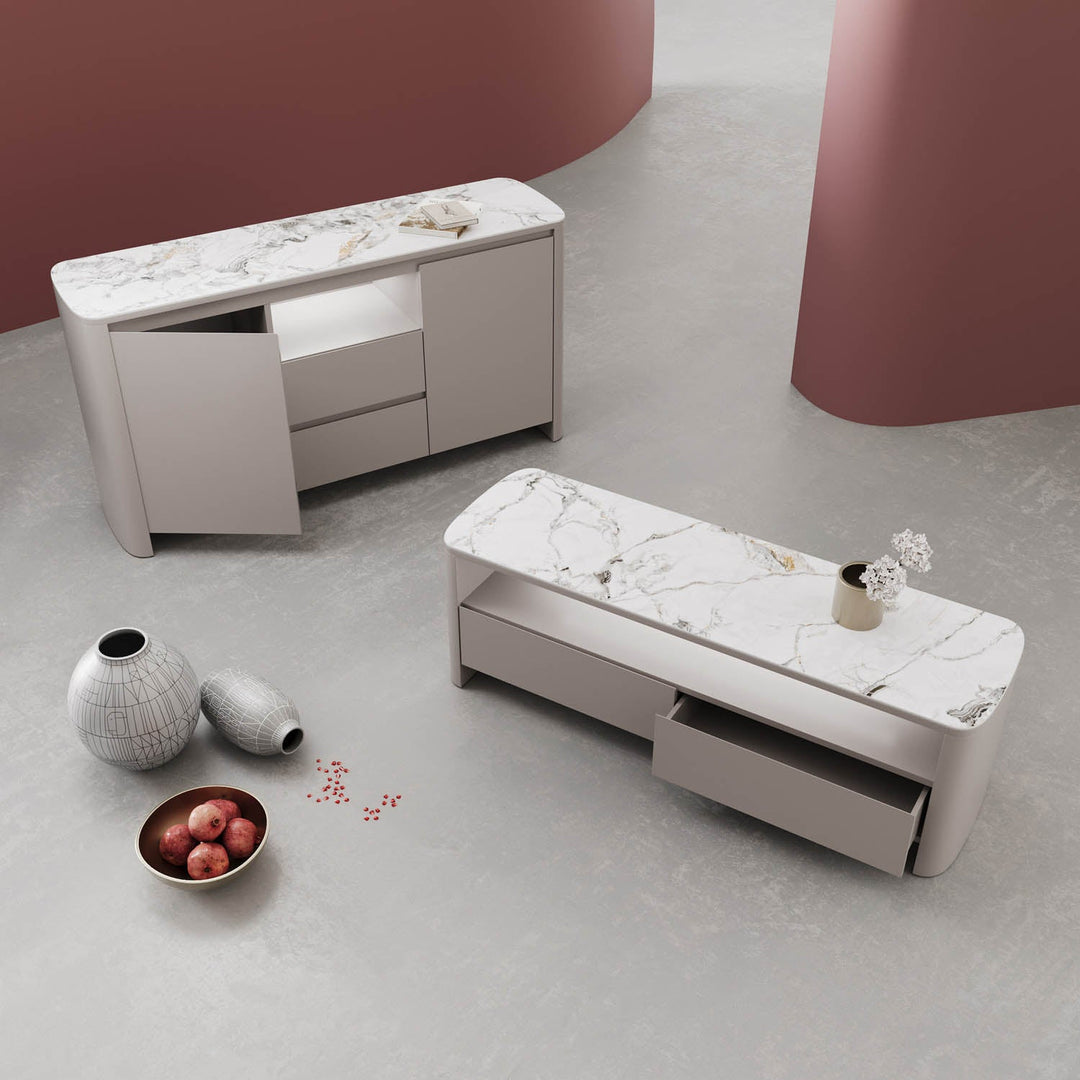 Sereno Large TV Unit with White Ceramic Finish