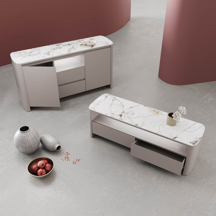 Sereno Large TV Unit with White Ceramic Finish