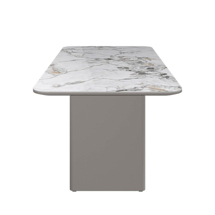 The Monument Ceramic Table and Graphite Swivel 6 Chairs