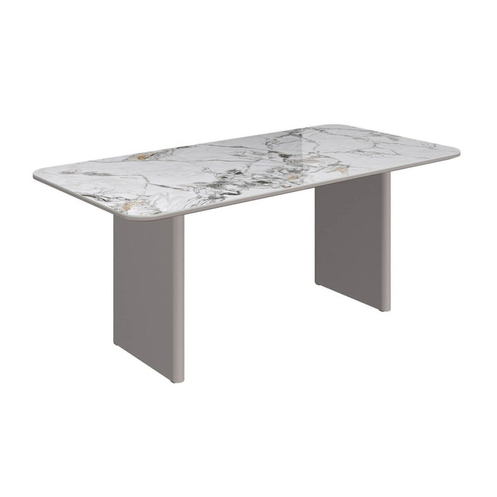 The Monument Ceramic Table and Graphite Swivel 6 Chairs