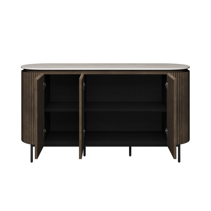 Modena Ivory Grey Travertine Ceramic Sideboard
