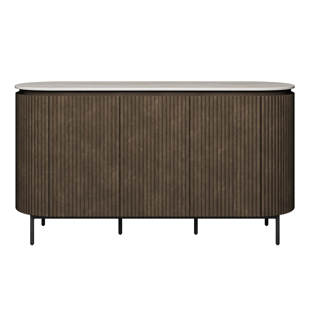 Modena Ivory Grey Travertine Ceramic Sideboard