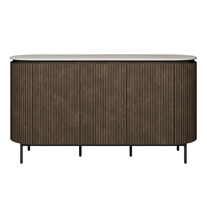 Modena Ivory Grey Travertine Ceramic Sideboard