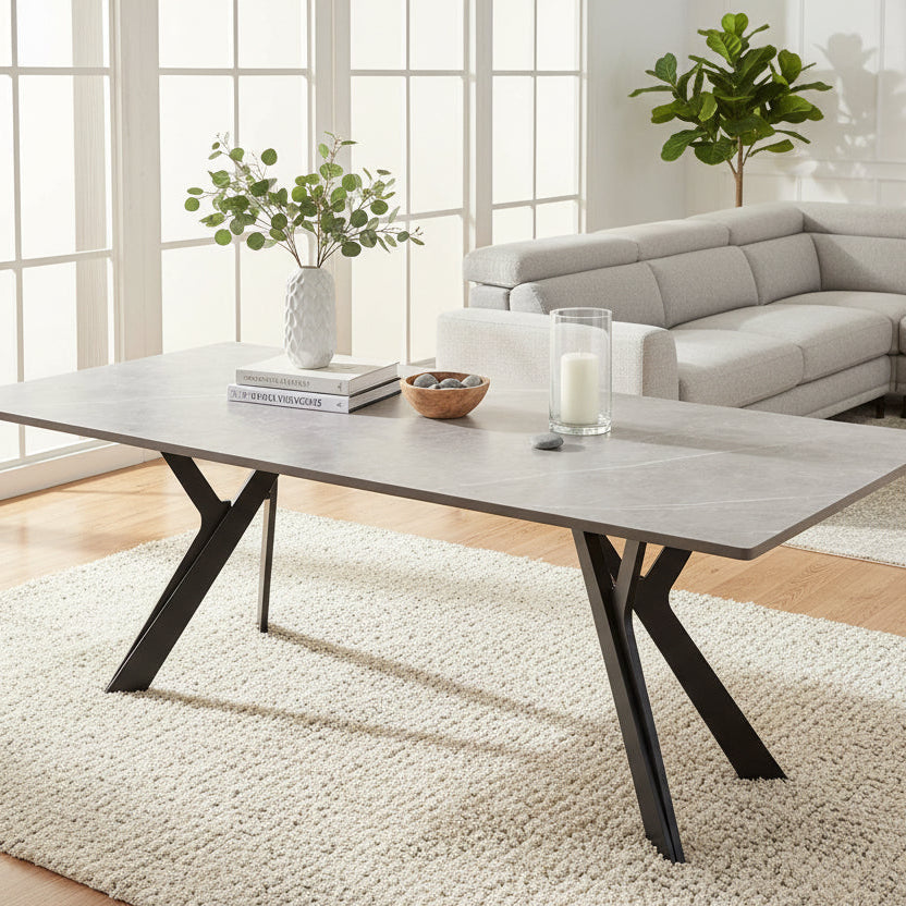 Modern Grey Ceramic Coffee Table with Sleek Finish