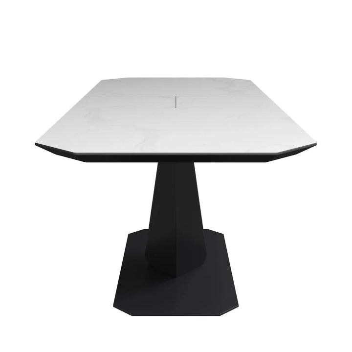 Merlin Matte White Ceramic Extending Dining Table with 6 Faux Leather Dining Chairs