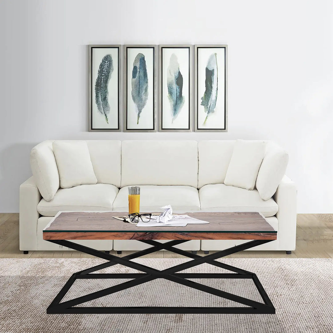 Industrial Dark Reclaimed Wood Coffee Table