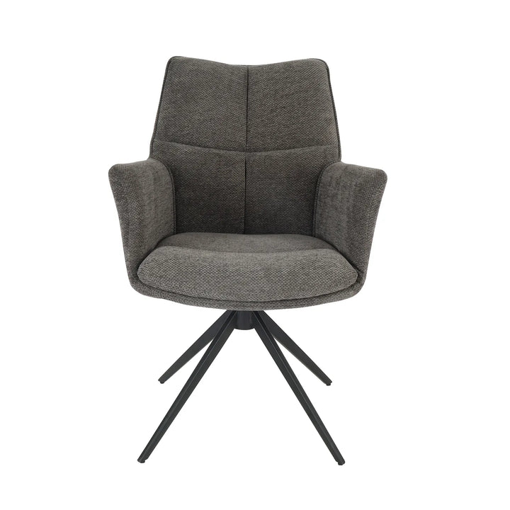 Cameo Dining Table with 4 Perla Carver Swivel Chairs