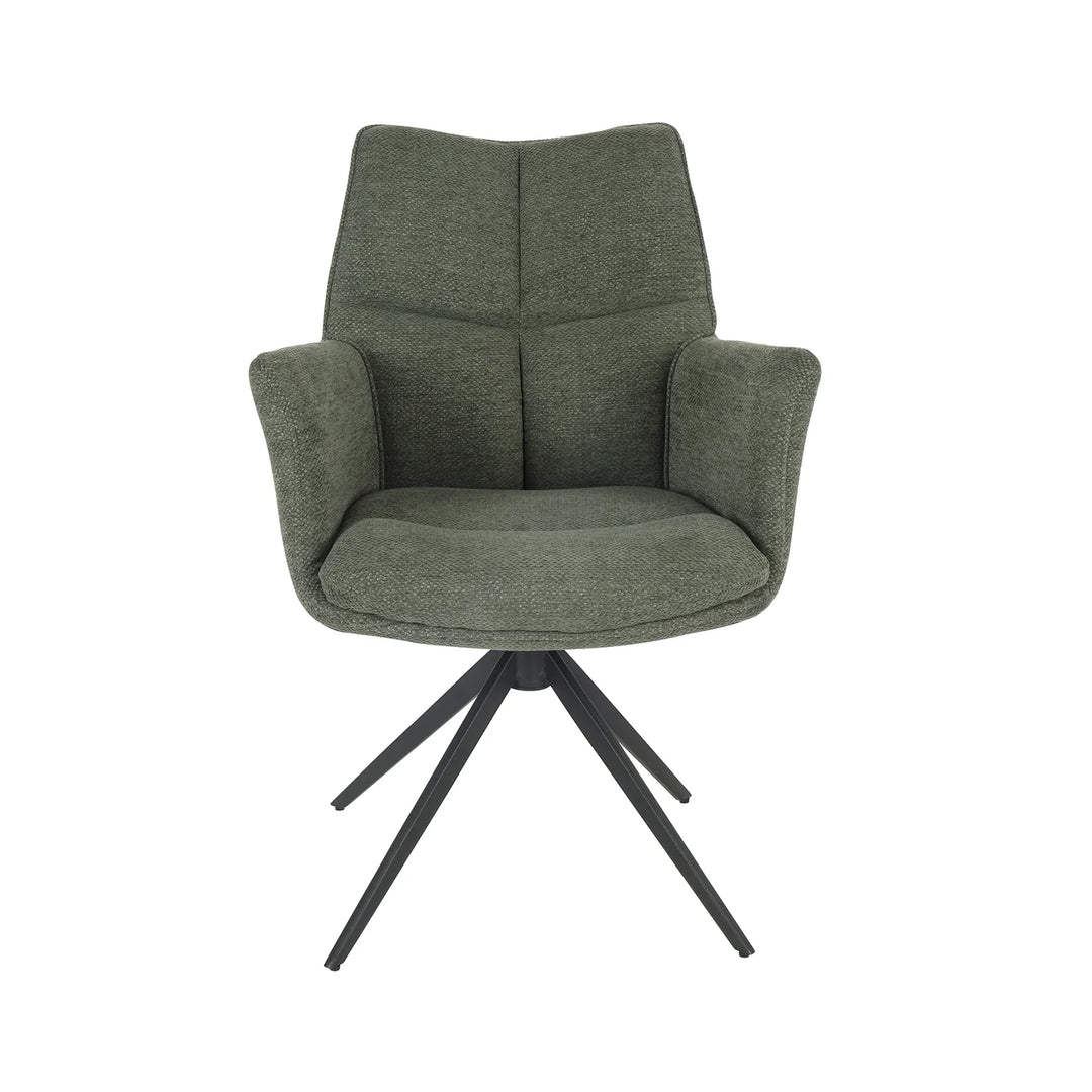 Cameo Dining Table with 4 Perla Carver Swivel Chairs