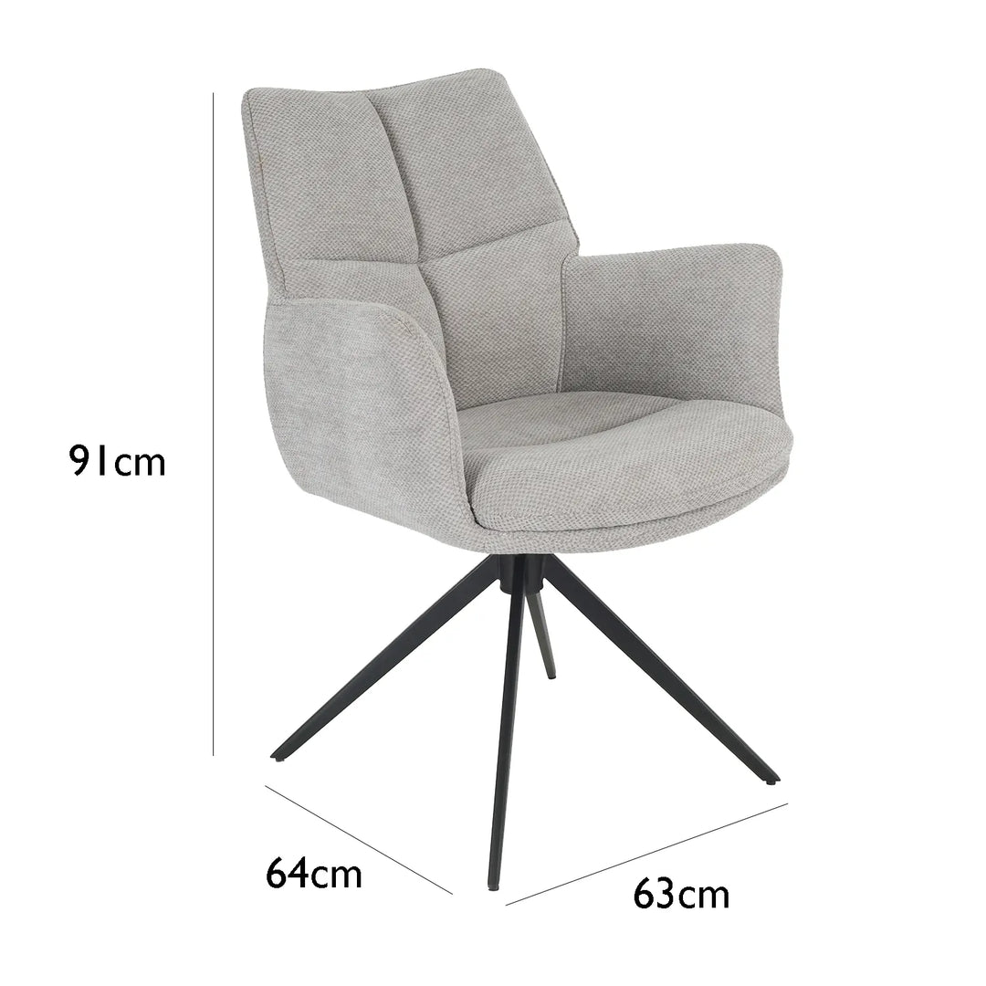 Cameo Dining Table with 4 Perla Carver Swivel Chairs