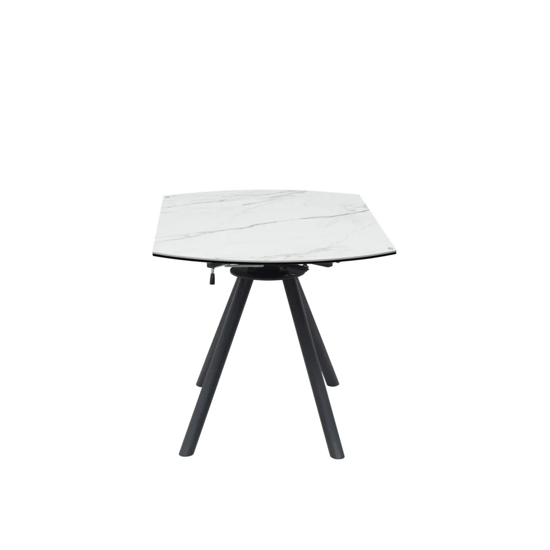 Opalstone Round Extendable Dining Table Premium White Ceramic Finish