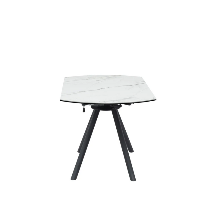 Opalstone Round Extendable Dining Table Premium White Ceramic Finish
